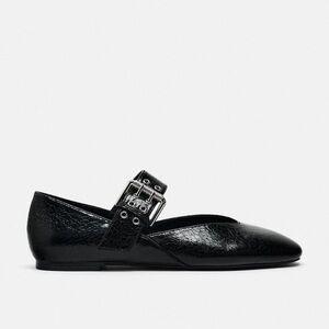 Zara Black Flats with Silver Buckle